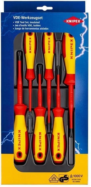 Juego con 6 destornilladores VDE 1000V - 2x ranura, 2x PH/S y 2x PZ/S, Knipex - K002012V05