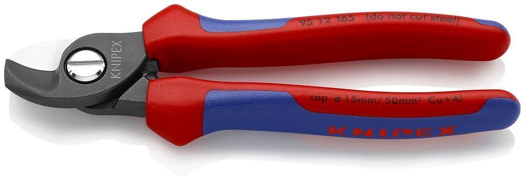 Cable cutting shears up to 50mm2, blue-red handle 165mm, Knipex - K9512165