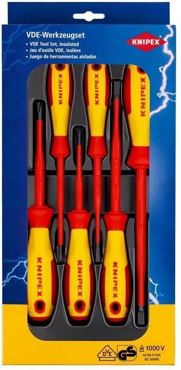 Juego con 6 destornilladores VDE 1000V - 4x ranura Slim y 2x PH Slim, Knipex - K002012V02