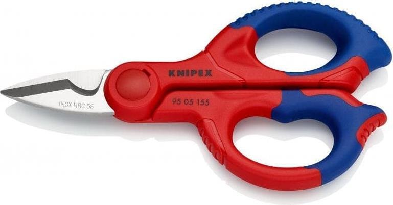 Verstärkte Kabelschere, verchromt, blau-rote Griffhülle 155mm, Knipex - K9505155SB
