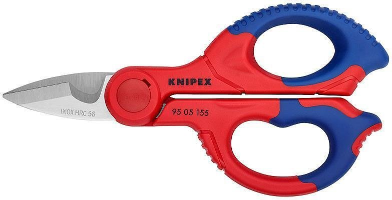 Verstärkte Kabelschere, verchromt, blau-rote Griffhülle 155mm, Knipex - K9505155SB