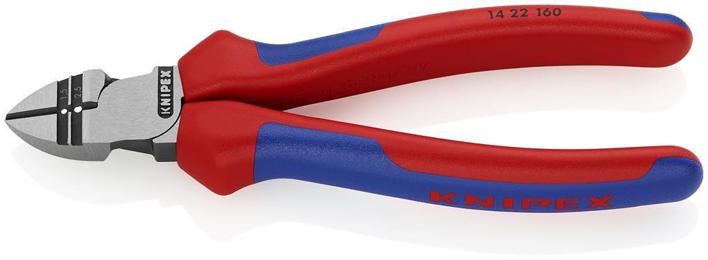 Clești decapiști și clești de tăiat diagonali, mâner albastru-roșu 160mm, Knipex - K1422160