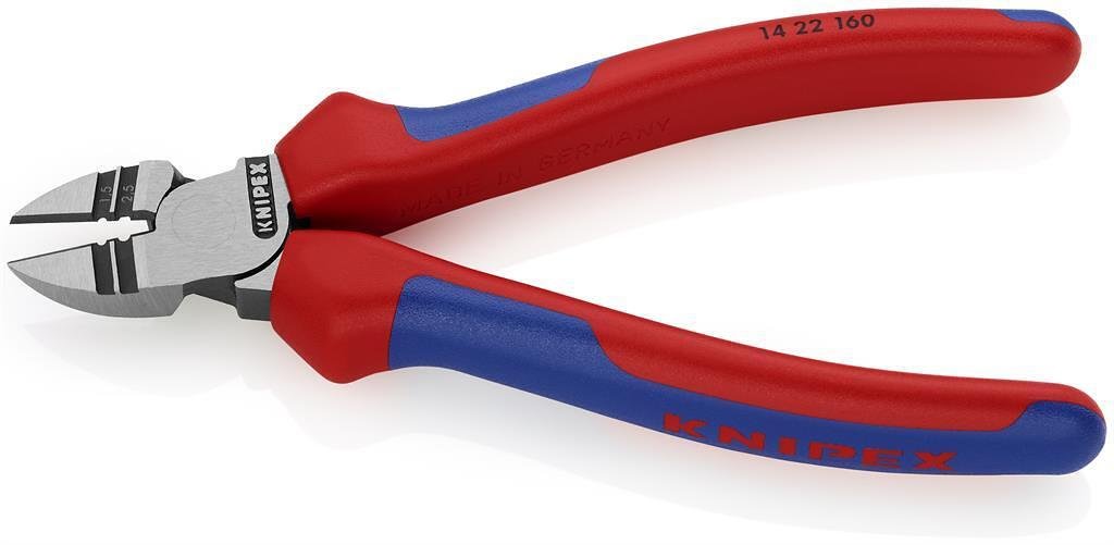 Alicates pelacables y cortadores diagonales, mango azul-rojo 160mm, Knipex - K1422160