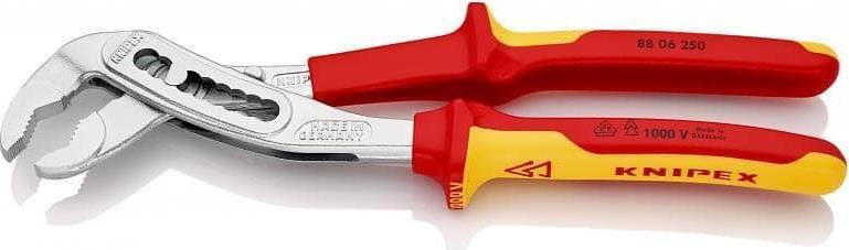 Pinze regolabili Alligator, cromate, VDE 1000V manico giallo-rosso 250mm, Knipex - K8806250
