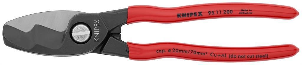 Cable shears for cutting cable up to 70mm², red handle 200mm, Knipex - K9511200