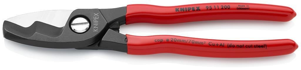 Cable shears for cutting cable up to 70mm², red handle 200mm, Knipex - K9511200
