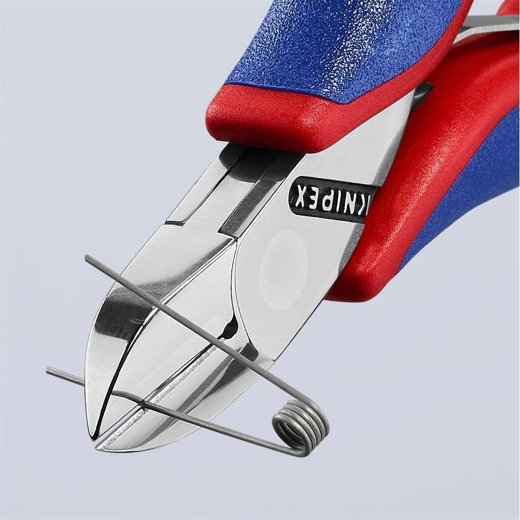 Alicates cortadores diagonales, mango azul-rojo 115mm, con resorte de apertura, Knipex - K7702115