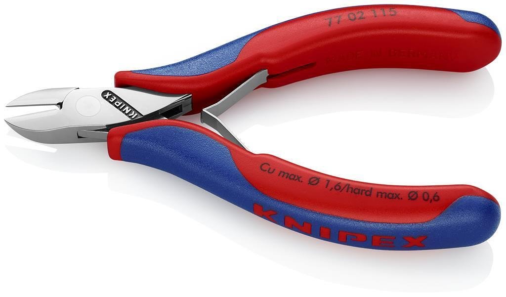 Alicates cortadores diagonales, mango azul-rojo 115mm, con resorte de apertura, Knipex - K7702115