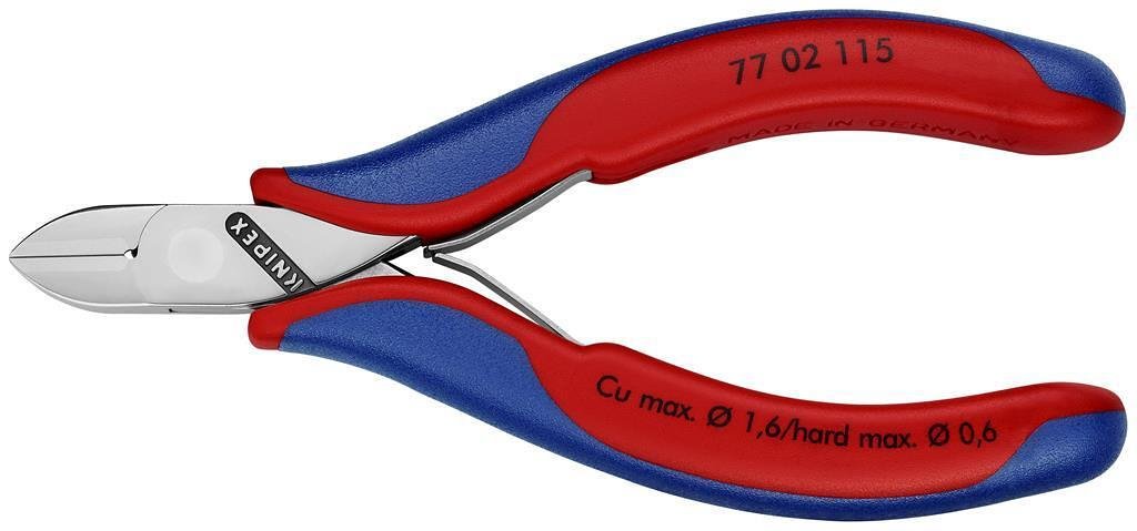 Pinces coupeurs diagonaux, poignée bleu-rouge 115mm, avec ressort d'ouverture, Knipex - K7702115