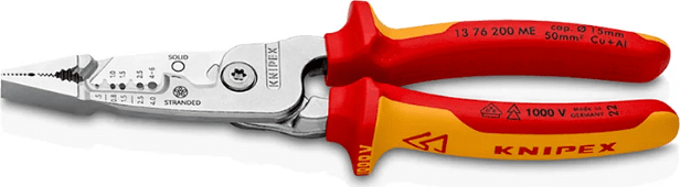 Pinze installatore 5-in-1, cromate, VDE 1000V impugnatura giallo-rossa 200mm, Knipex - K1376200ME