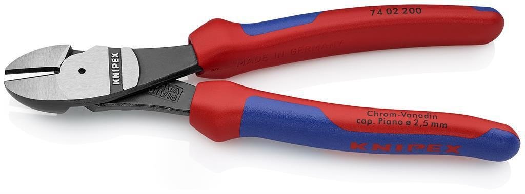 Клещи диагонални резачки усилени, синьо-червена ръкохватка 200мм, Knipex - K7402200