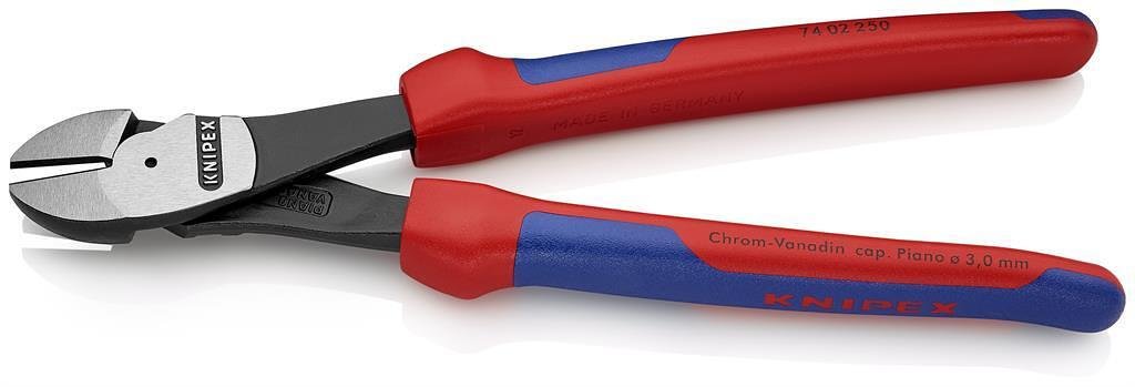 Alicates cortadores diagonales reforzados, mango azul-rojo 250mm, Knipex - K7402250