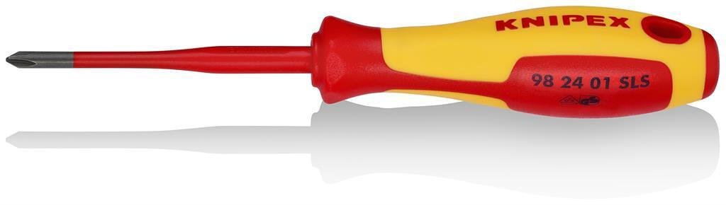Tournevis PH/S 1, VDE 1000V poignée jaune-rouge 187mm, Knipex - K982401SLS