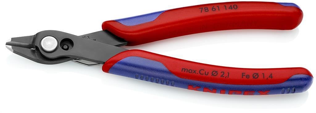 Pince coupeur Super-Knips, poignée bleu-rouge 140mm, avec ressort d'ouverture, Knipex - K7861140
