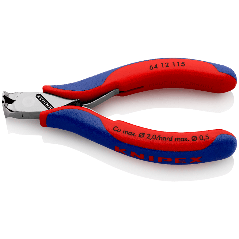 Pince coupeur, poignée bleu-rouge 115mm, avec ressort d'ouverture, Knipex - K6412115