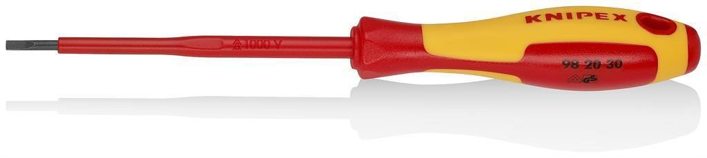 Șurubelniță plat 3.0, VDE 1000V mâner galben-roșu 202mm, Knipex - K982030