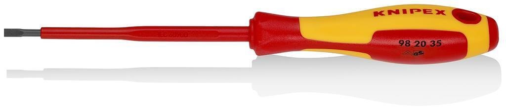 Destornillador ranura 3.5, VDE 1000V mango amarillo-rojo 202mm, Knipex - K982035