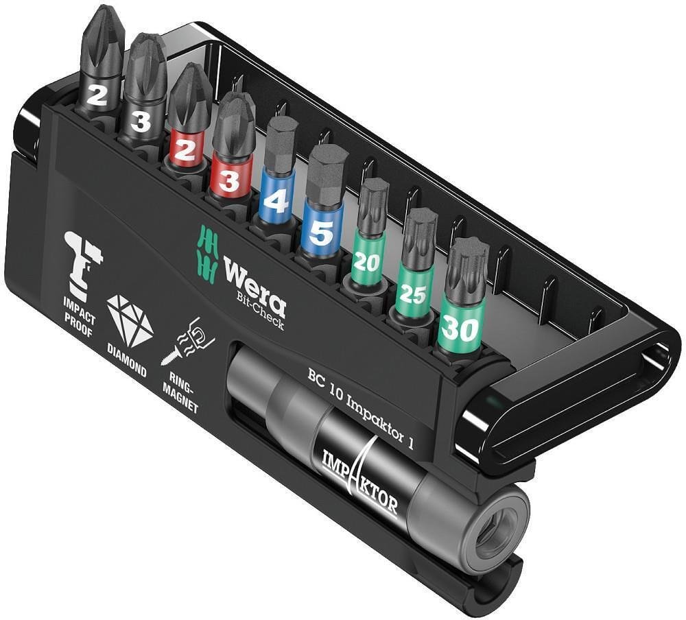 Kit 9 embouts et porte 897/4, Bit-Check 10 Impaktor Wera - W057680