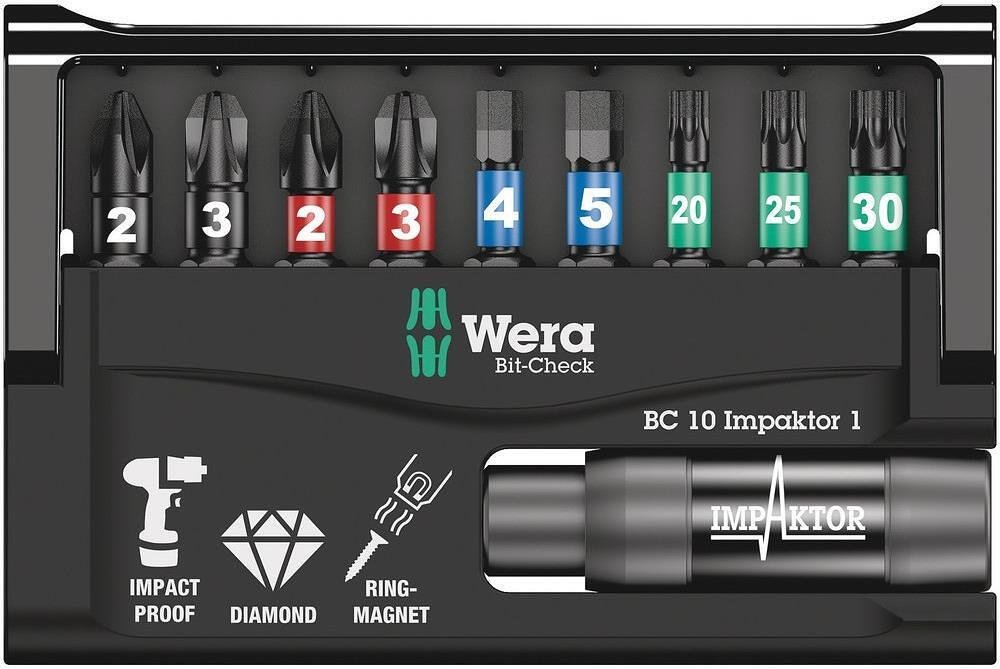 Kit 9 embouts et porte 897/4, Bit-Check 10 Impaktor Wera - W057680
