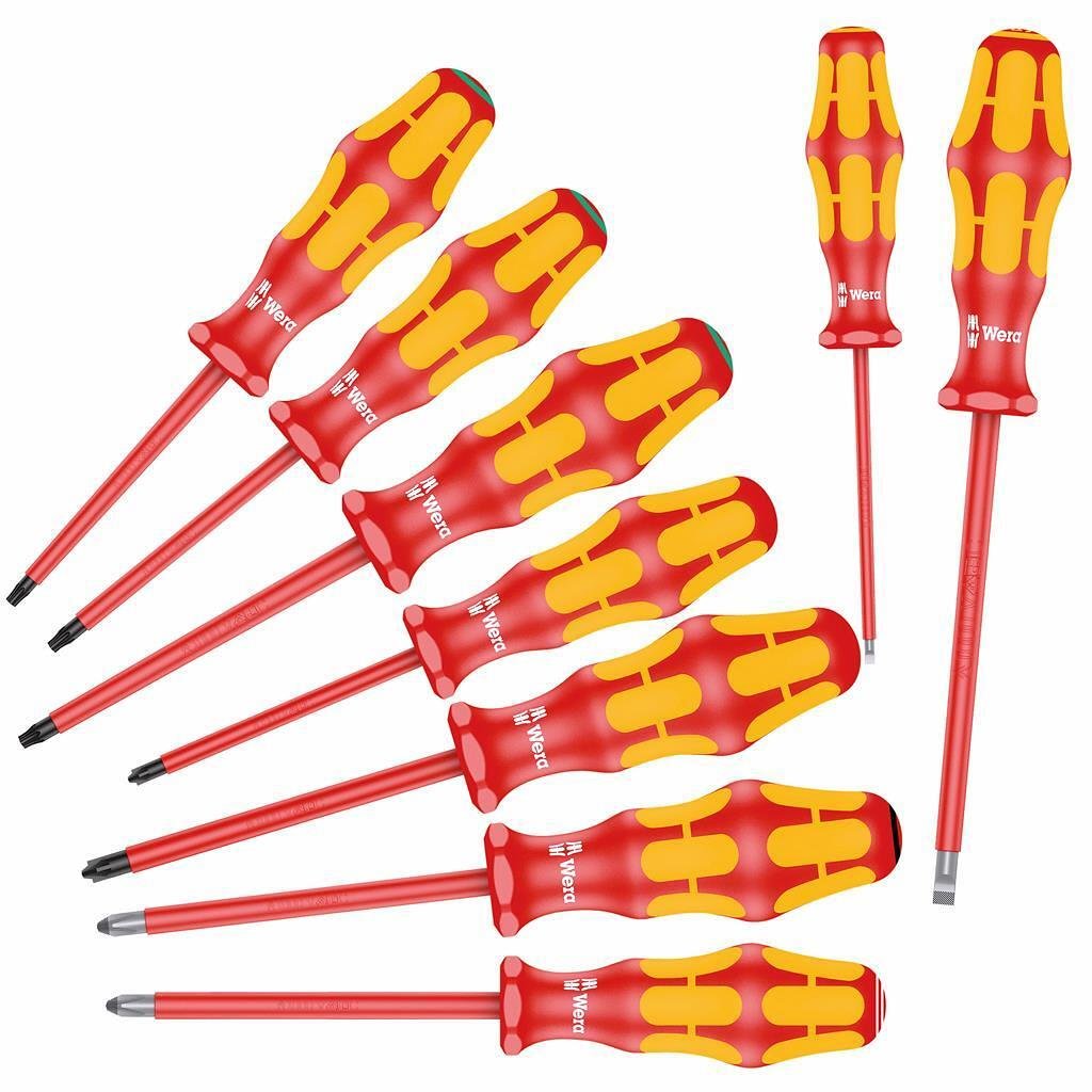 Ensemble de tournevis, 2x fente, 1x PH, 1x PZ, 2x PZ/S et 3x TX, 16x/9 Kraftform VDE 1000V Wera - W133355