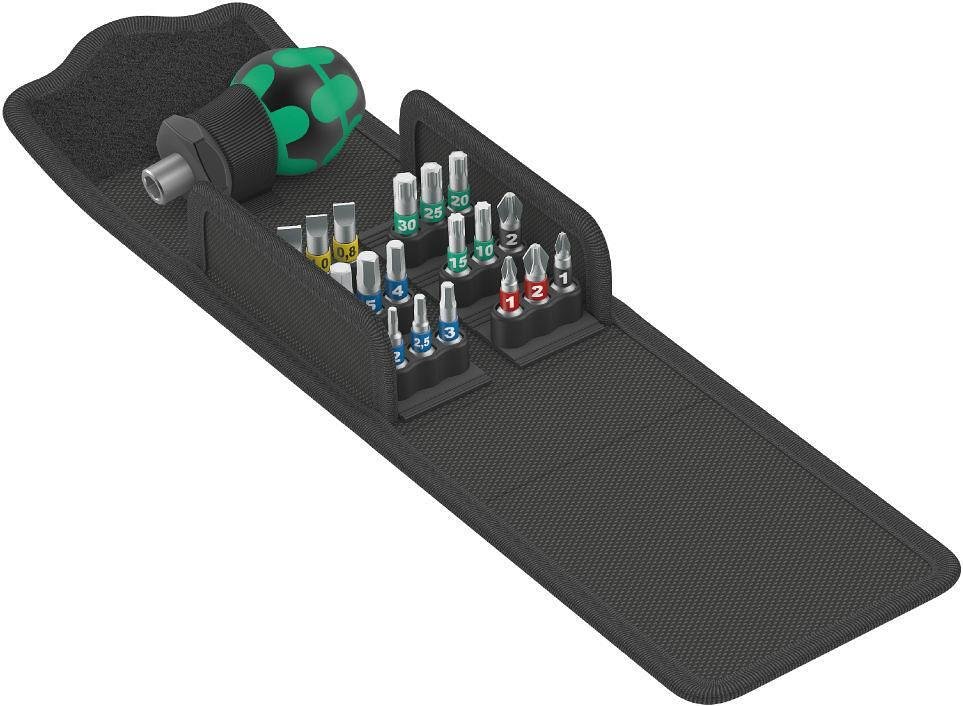 Kit de tournevis, 1x poignée et 18x embouts, Kraftform Kompakt Stubby Wera - W057471