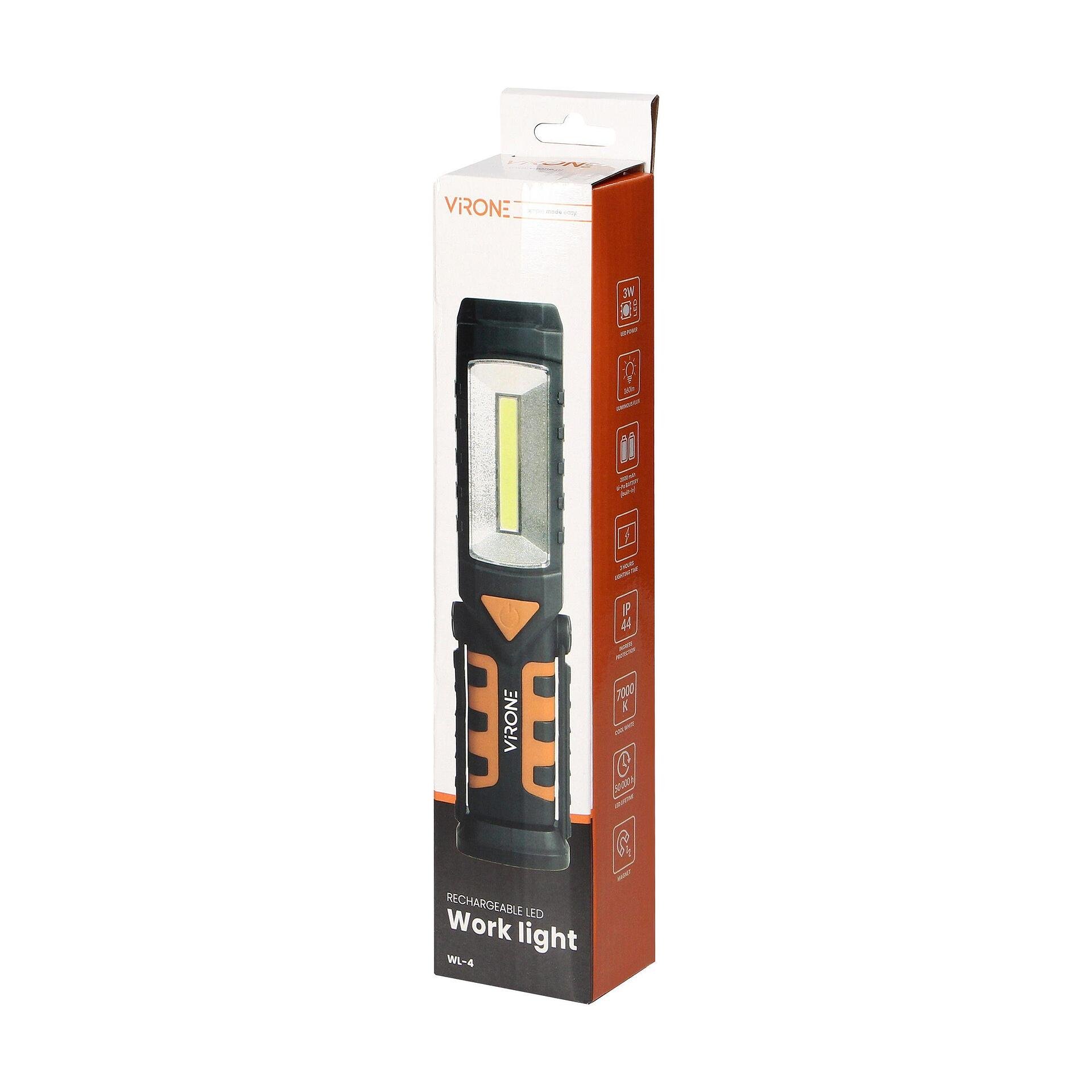 Lumière de travail LED COB rechargeable 3W+1W LED 1200mAh avec powerbank - WL-4, VIRONE