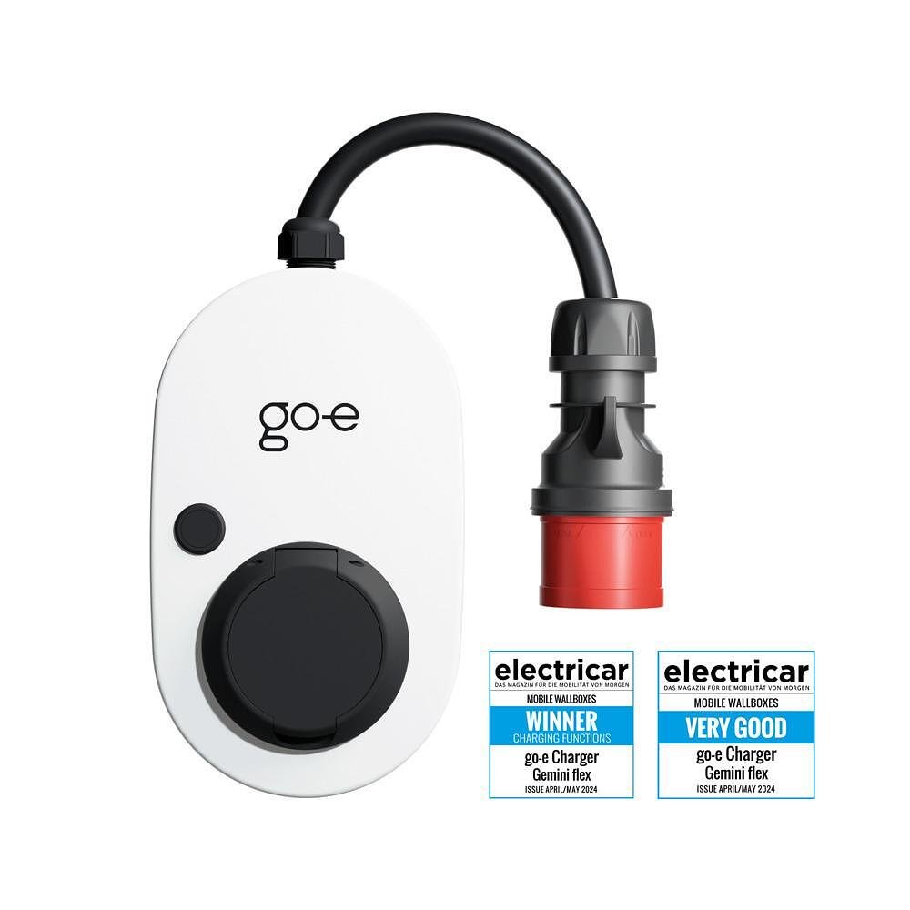 Portable charging station Gemini flex 22.1 kW, 3P 32A, with Type 2 connector, IP65 IK08, RFID, go-e - CH-04-22-01