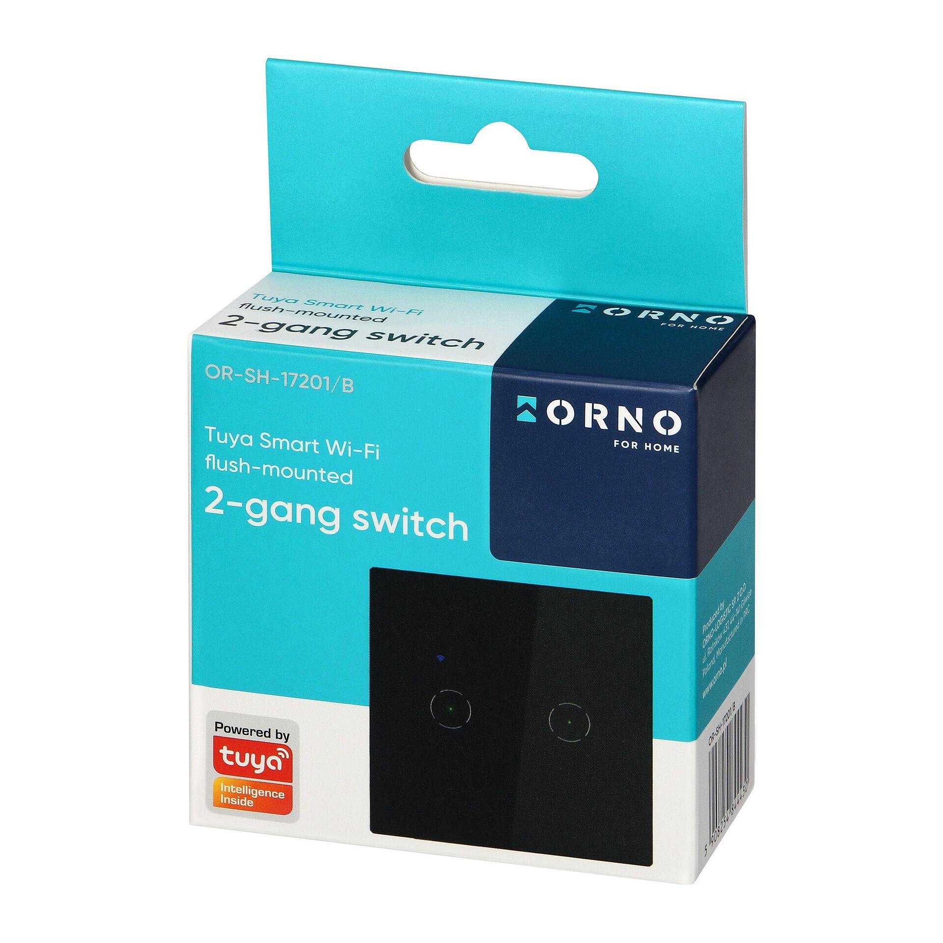 Двуполюсен ключ, Tuya Smart Wi-Fi , цвят черен , OR-SH-17201/B