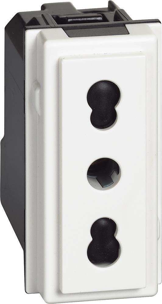 Contact standard ITALIEN 2P+E 1 module 16A protection enfant couleur Blanc Living Now Bticino - KW4180