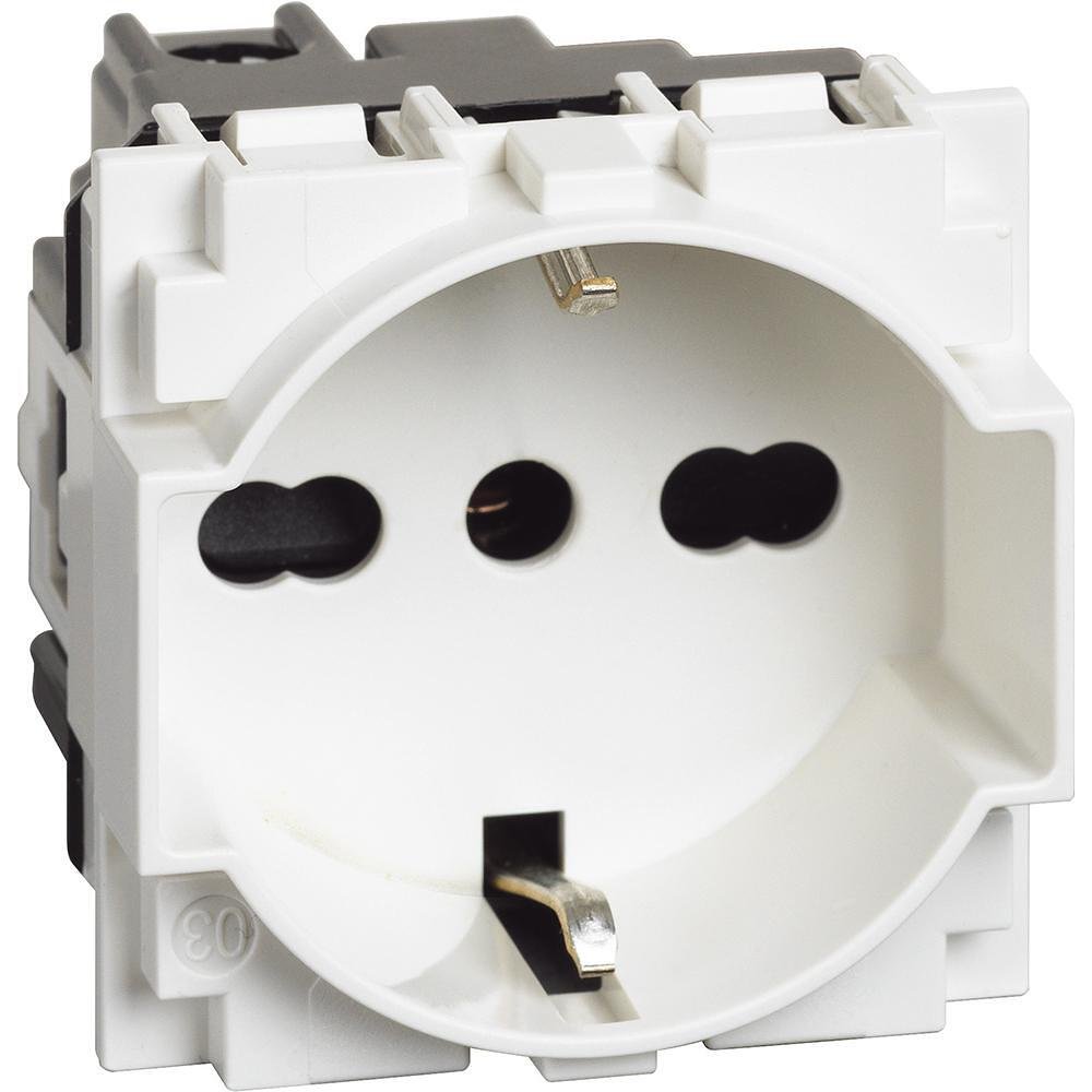 Contact Schuko/standard ITALIEN 2P+E 2 modules 16A protection enfant couleur Blanc Living Now Bticino - KW4140A16