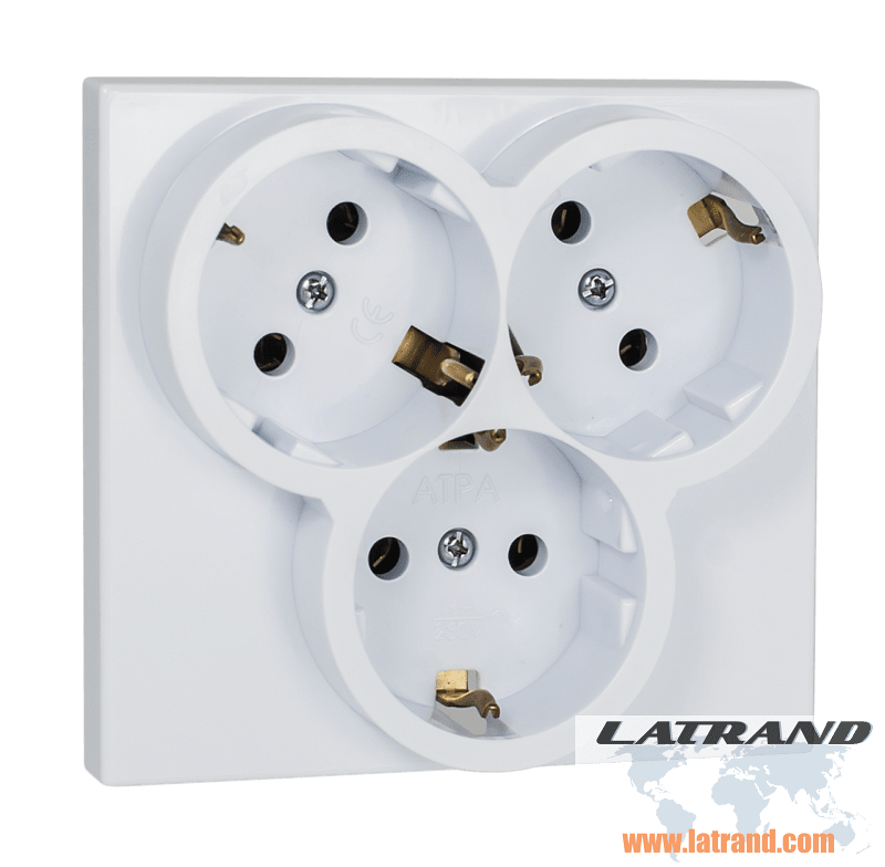 Contact triple Atra blanc pour encastrement dans une prise unitaire - 5307