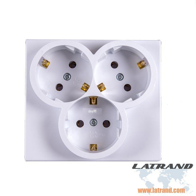 Contact triple Atra blanc pour encastrement dans une prise unitaire - 5307