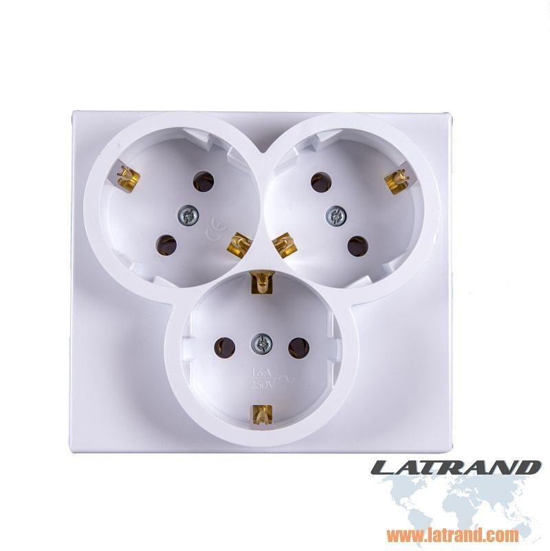 Contact triple Atra blanc pour encastrement dans une prise unitaire - 5307