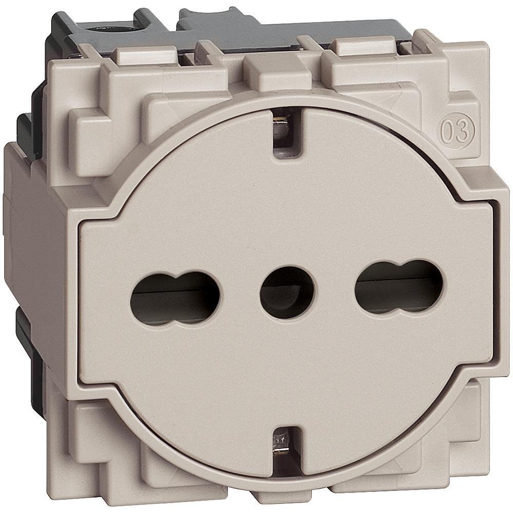 Flat SCHUKO/ITALIAN Standard Socket 2P+E 2 mod. 16A Child Protection Cream color Living Now Bticino, KM4140A16F