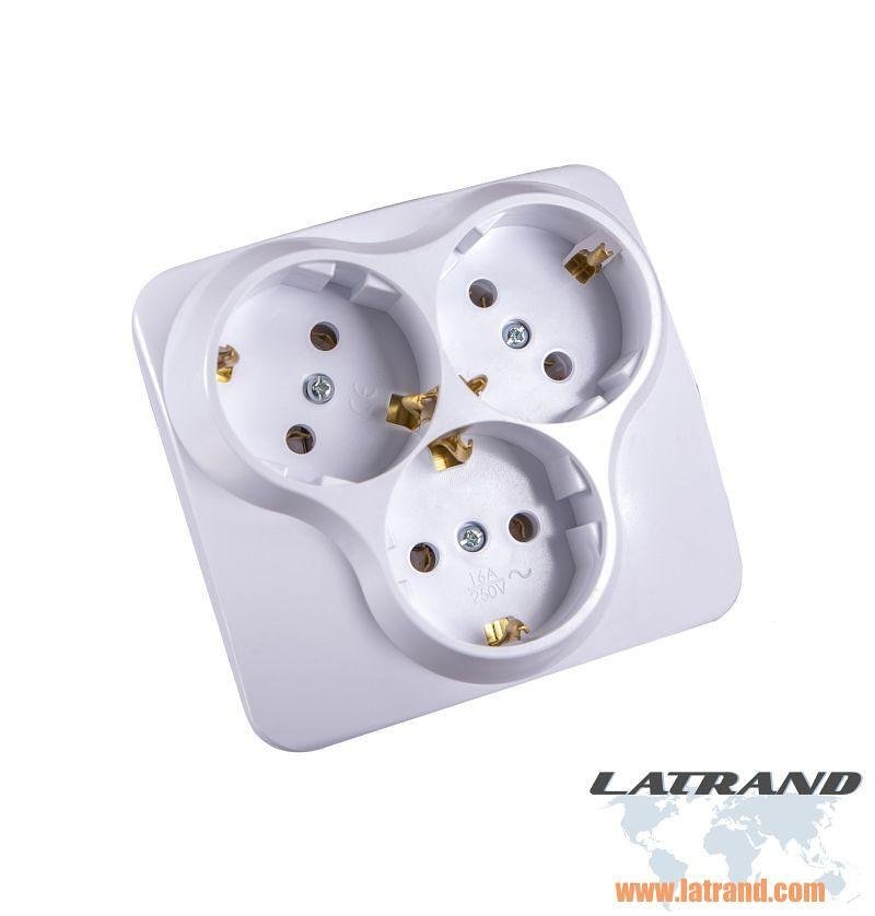 Contact triple Atra blanc pour encastrement dans une prise unitaire - 5311