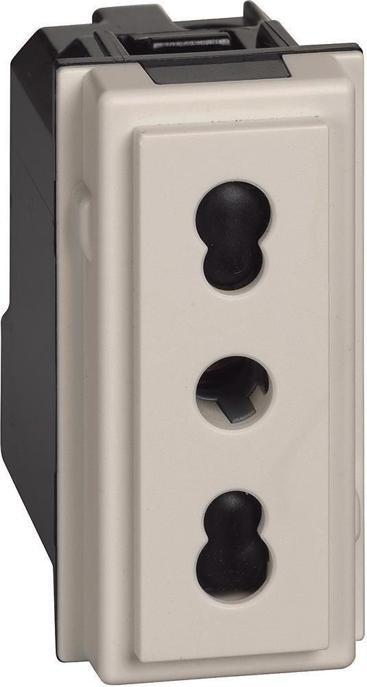 ITALIAN Standard Socket 2P+E 1 mod. 16A Child Protection Cream color Living Now Bticino - KM4180