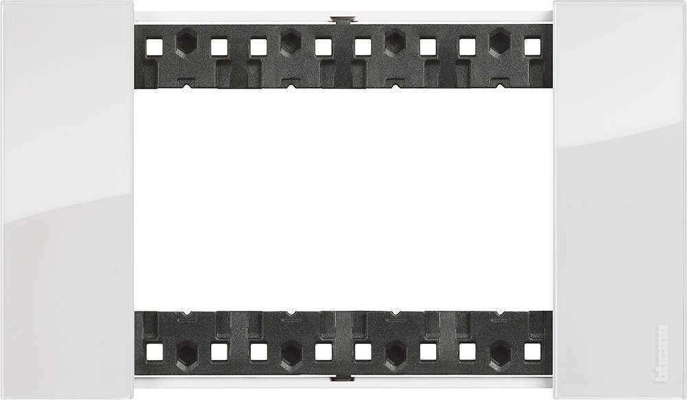 Cadre décoratif, standard italien 4 modules couleur Glace (Ice) Living Now Bticino KA4804DW