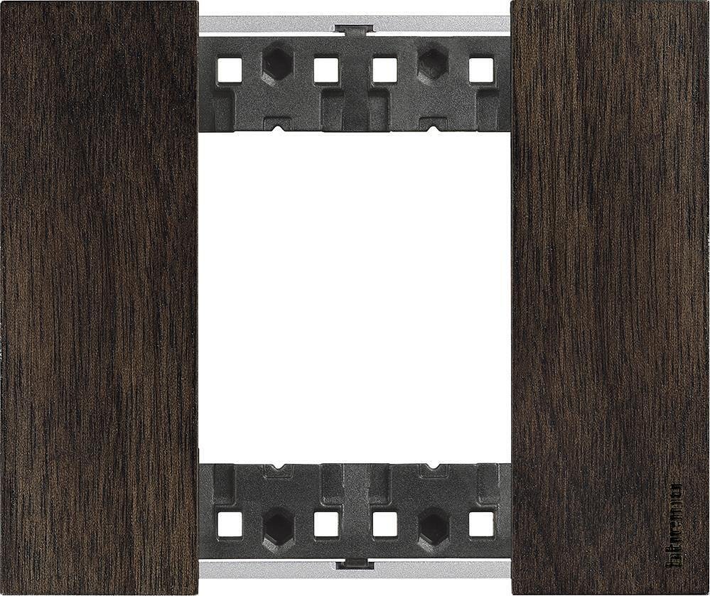 Marco decorativo, estándar alemán 2 mod. color madera Nogal (Walnut) Living Now Bticino KA4802LG