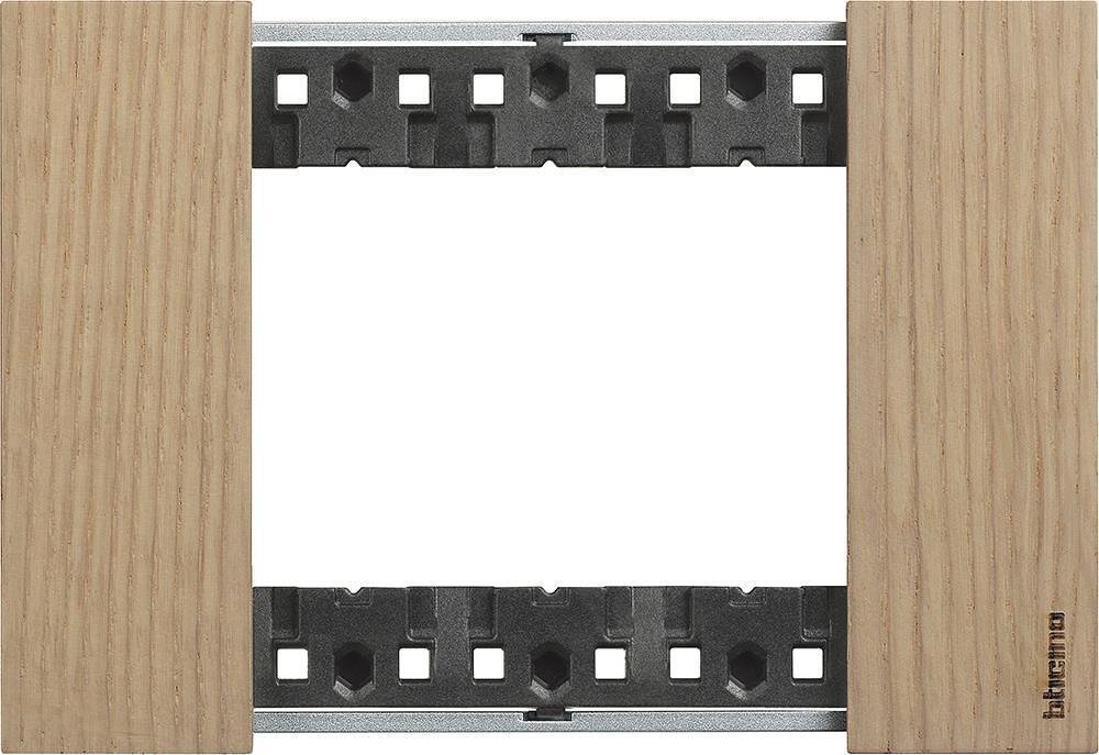 Marco decorativo, estándar italiano 3 mod. color madera Roble (Oak) Living Now Bticino KA4803LM
