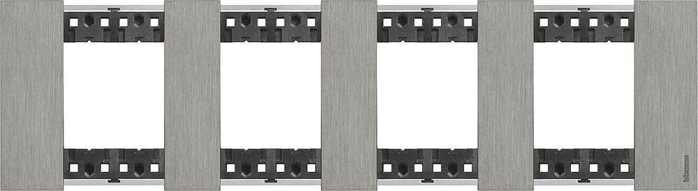 Cadre décoratif, standard allemand 4x2 mod. métallique couleur Acier (Acier) Living Now Bticino KA4802M4ZG