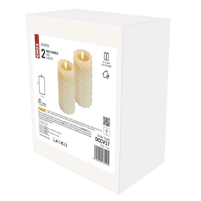 Decoración vela 17x7.5 cm LED luz cálida 2 uds. IP20 con baterías CANDLES EMOS - DCCV17