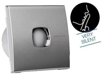 Ventilator SILENTIS10 LOW NOISE Ø100mm, Farbe Edelstahl, 90m³/h,12W, 30dB Komplettset mit Klappe CATA - C01072300