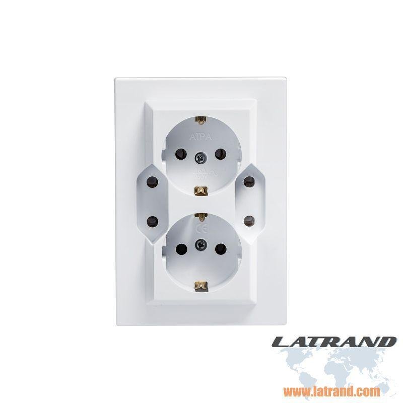 ATRA - Contatto quadruplo Quadrato 3 Bianco per incasso 5403 16A 250V, ATRA