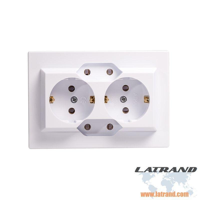 ATRA - Contatto quadruplo Quadrato 3 Bianco per incasso 5403 16A 250V, ATRA
