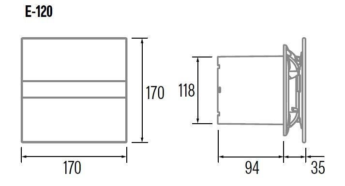 Ανεμιστήρας E-120GTHBK HYGRO φ120mm, χρώμα Μαύρο, 210m³/h, 11W, 33dB CATA - C00901602