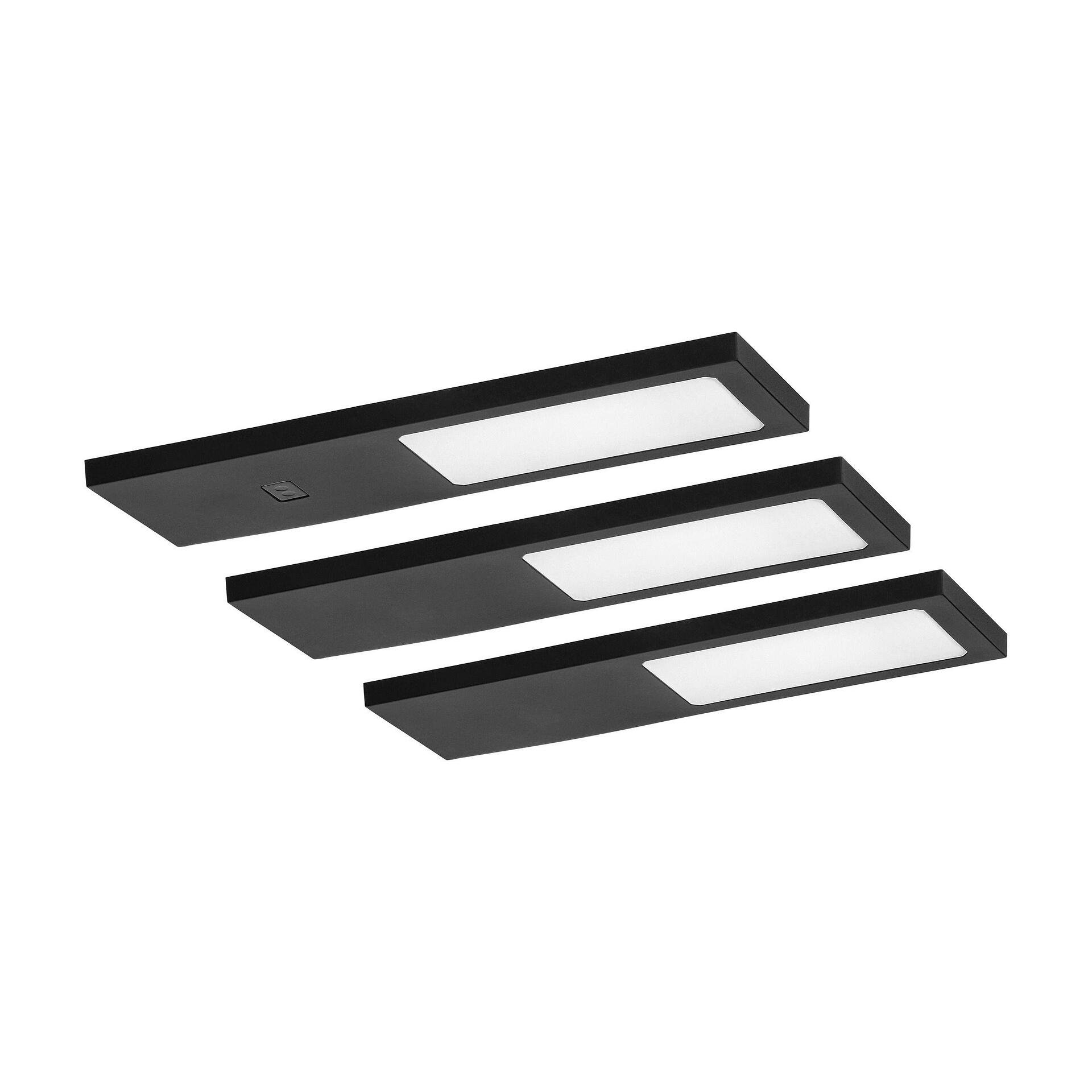 LED-Lampen-Set für Schränke PLANA, 3x4W, 3x240lm, 4000K, mit berührungslosem Schalter, schwarz - AD-OM-6477L4/B, ADVITI