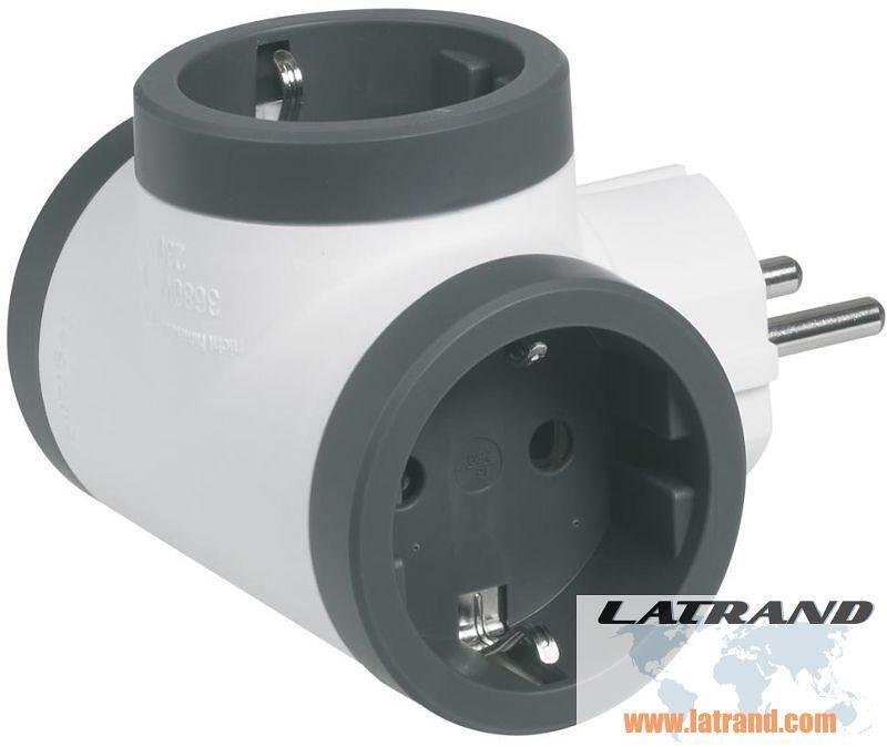 LEGRAND - 694520 Adattatore per 3 Schuko a T bianco Legrand