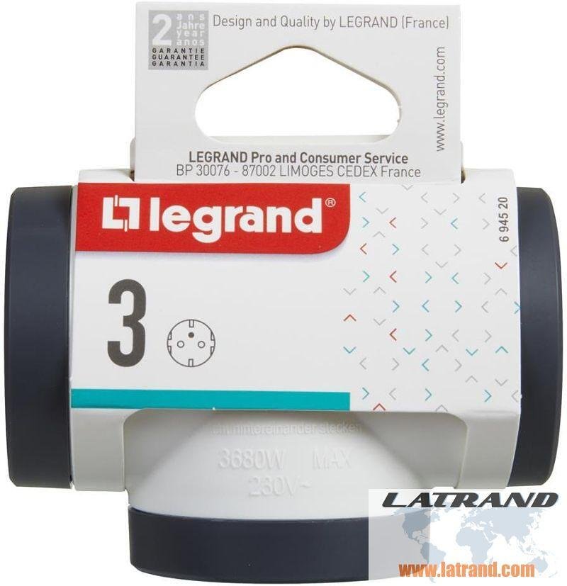 LEGRAND - 694520 Adattatore per 3 Schuko a T bianco Legrand