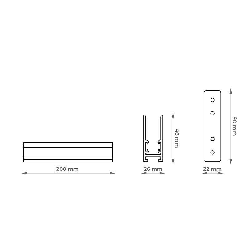 Surface Mounted Magnetic Track, Single-Phase M-LINE, White, 2 m, DPM, MTL-S-2-W