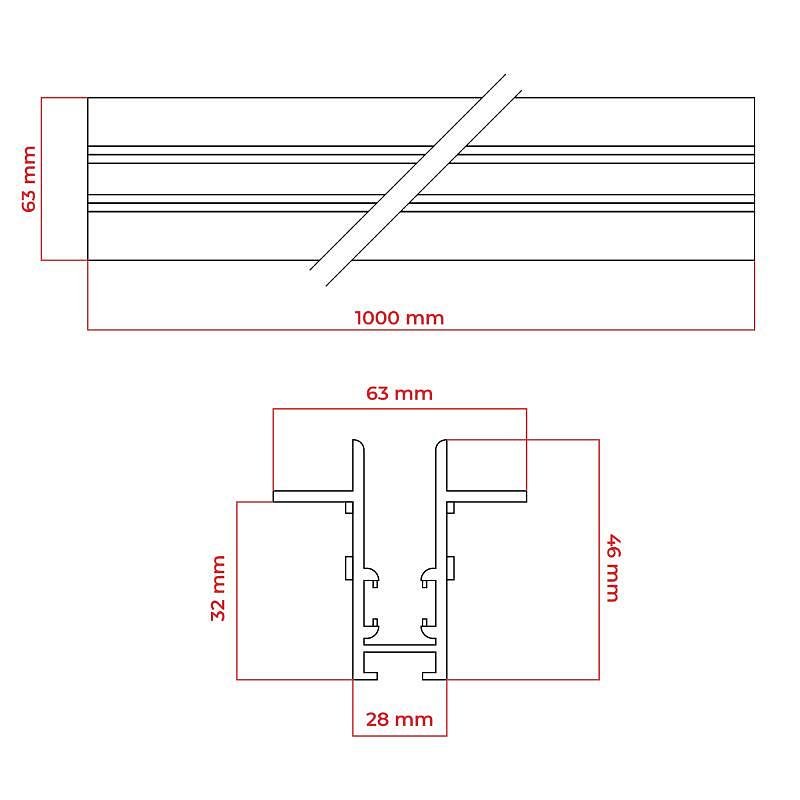 Magnetische Schiene für Innenmontage, einphasig M-LINE, weiß, 1 m, DPM, MTL-R-1-W